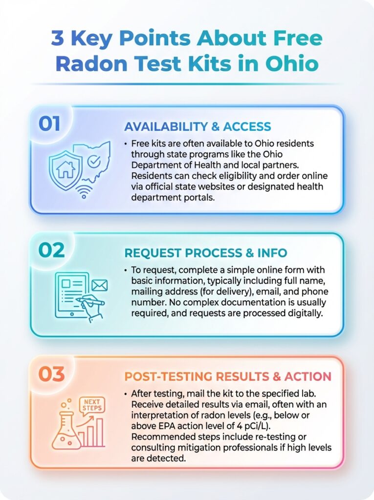 Free Radon Test Kits in Ohio infographic