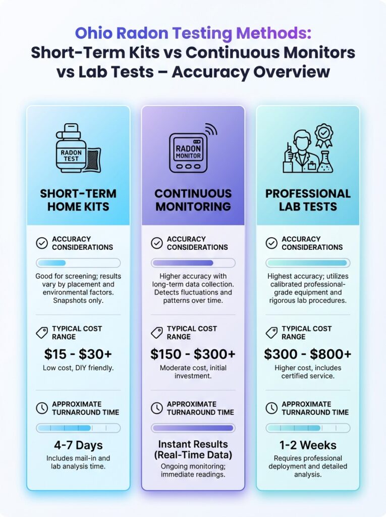 Ohio Radon Test Kit Accuracy Guide infographic