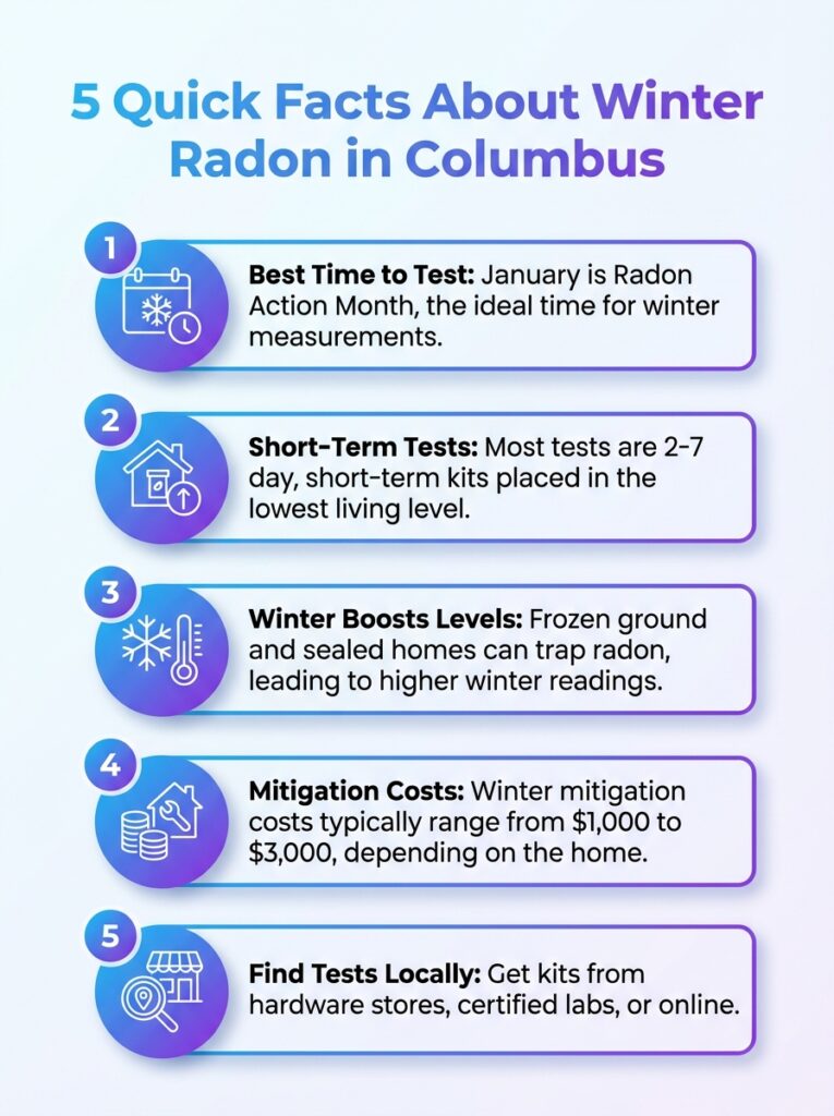 Winter Radon Levels in Columbus infographic